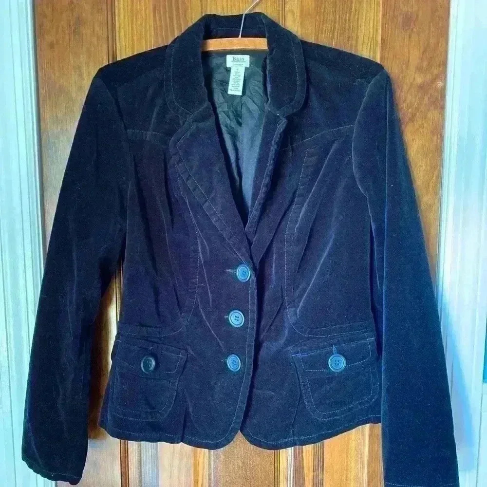 G.H. Bass &Co. Stretch Black Velvet  Blazer Size S - Picture 4 of 11